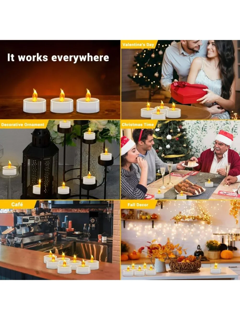 Battery Operated LED Tea Lights - Flameless Flickering Candles for Weddings